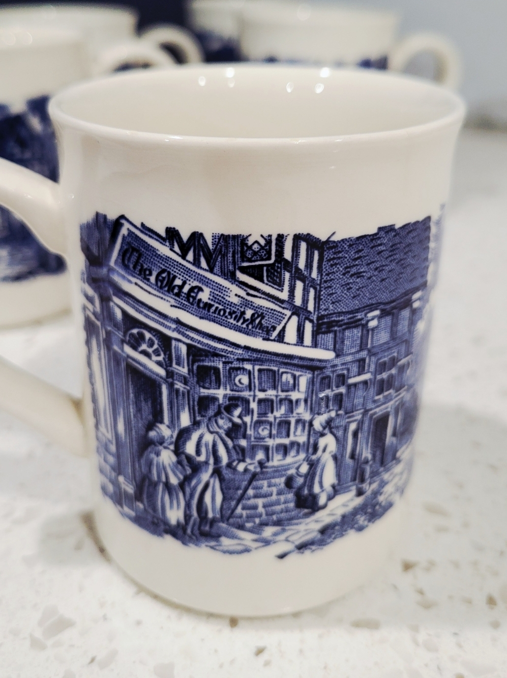 VTG EIT England Blue & White Transferware Dickens Mugs | Ironstone $19 Each - Picture 4 of 7